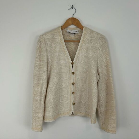 Vintage Cream and White Plaid Cardigan - Picture 5 of 8